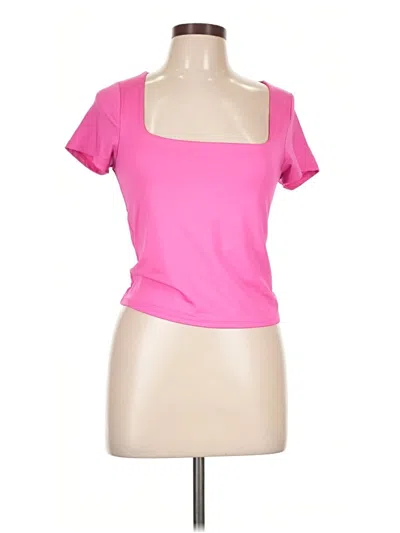 Pre-owned Live In The Moment Short Sleeve Top Pink Scoop Neck Tops