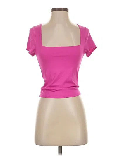 Pre-owned Live In The Moment Short Sleeve Top Pink Sweetheart Neckline Tops