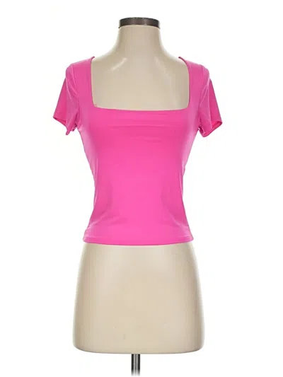 Pre-owned Live In The Moment Short Sleeve Top Pink Sweetheart Neckline Tops