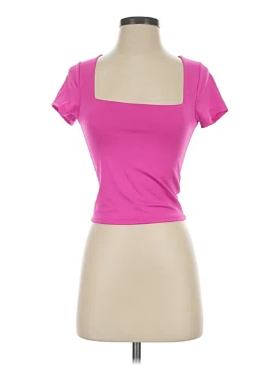 Pre-owned Live In The Moment Short Sleeve Top Pink Sweetheart Neckline Tops