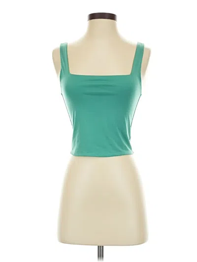 Pre-owned Live In The Moment Sleeveless Top Teal Sweetheart Neckline Tops In Blue