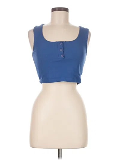Pre-owned Live In The Moment Tank Top Blue Strapless Neckline Tops