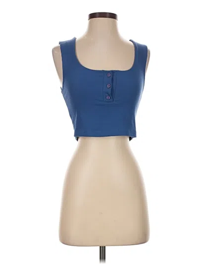 Pre-owned Live In The Moment Tank Top Blue Strapless Neckline Tops