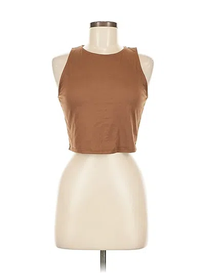 Pre-owned Live In The Moment Tank Top Brown Halter Neckline Tops