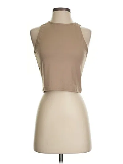 Pre-owned Live In The Moment Tank Top Tan Halter Neckline Tops In Brown
