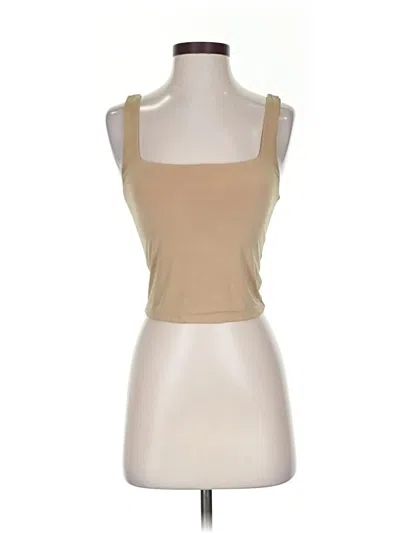 Pre-owned Live In The Moment Tank Top Tan Strapless Neckline Tops In Brown