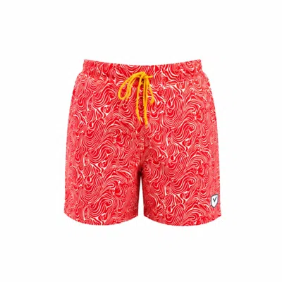 Live Kolibri Men's Abstract Cherry Red Swim Trunks