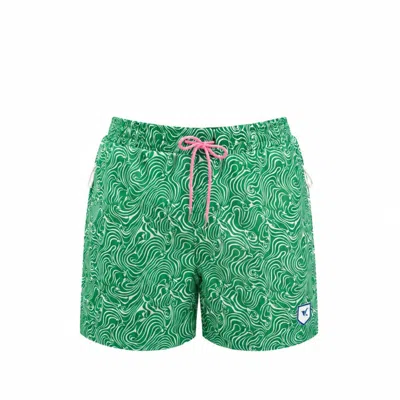 Live Kolibri Men's Abstract Green Swim Trunks
