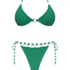Live Kolibri Women's Blue String Bikini Set With Metal Detail - Turquoise & White In Green