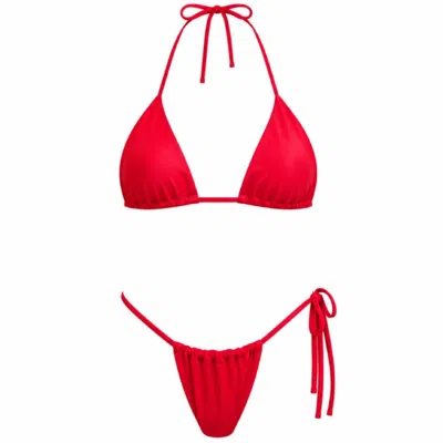 Live Kolibri Women's Red Scarlet Triangle Top & Single Tie Bottom
