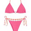 Live Kolibri Women's String Bikini Set With Metal Detail - Pink & Orange In Pink