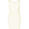 Live Kolibri Women's White Hand-woven Crochet Dress With Gold Beads - Cream In Multi
