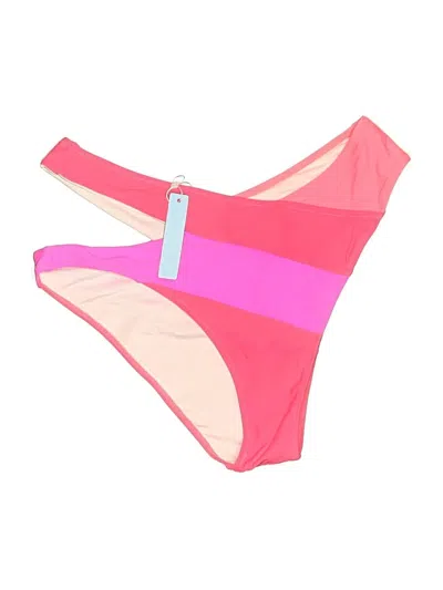 Pre-owned Live Life On The Beach Swimsuit Top Pink Color Block Pattern Swimwear