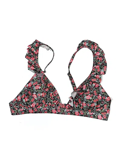 Pre-owned Live Love Dream Aeropostale Swimsuit Top Black Floral Pattern Swimwear