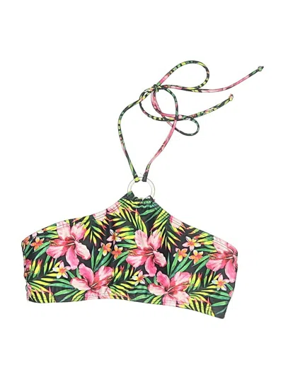 Pre-owned Live Love Dream Aeropostale Swimsuit Top Green Tropical Pattern Swimwear