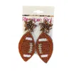 Live Love Gameday Football Seed Bead Earrings In Brown In Brown