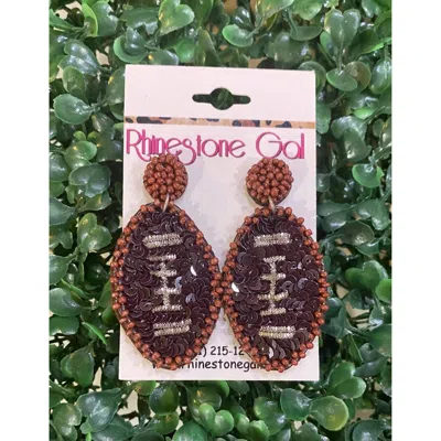 Live Love Gameday Mini Football Sequin And Seed Bead Earrings In Brown
