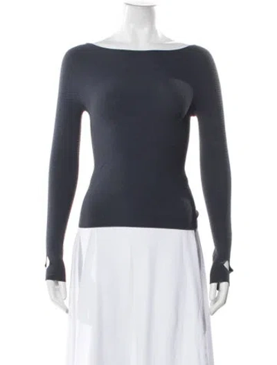 Pre-owned Live The Process Bateau Neckline Long Sleeve Top In Gray