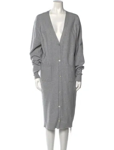 Pre-owned Live The Process Cashmere Plunge Neckline Sweater In Gray