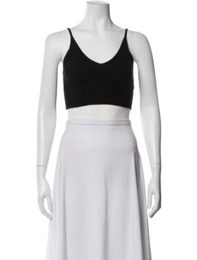 Pre-owned Live The Process Cashmere V-neck Crop Top In Blue