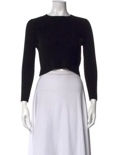 Pre-owned Live The Process Crew Neck Long Sleeve Crop Top In Black