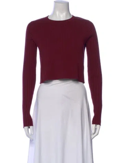 Pre-owned Live The Process Crew Neck Long Sleeve Crop Top In Burgundy