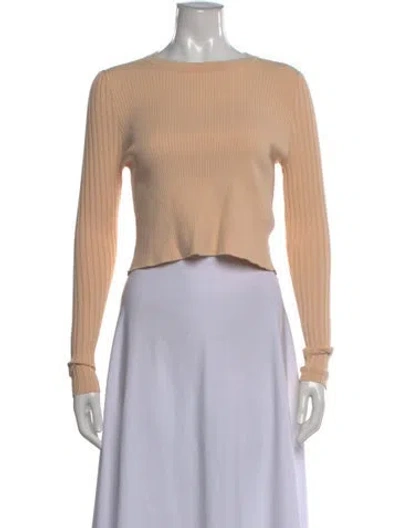 Pre-owned Live The Process Crew Neck Long Sleeve Crop Top In Neutral