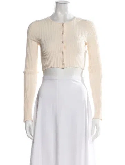 Pre-owned Live The Process Crew Neck Long Sleeve Crop Top In Neutral