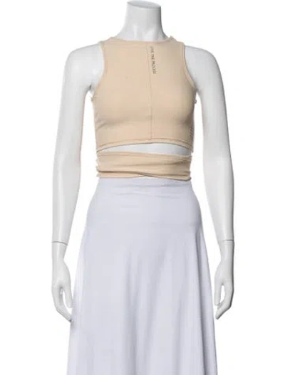 Pre-owned Live The Process Crew Neck Sleeveless Crop Top In Neutral