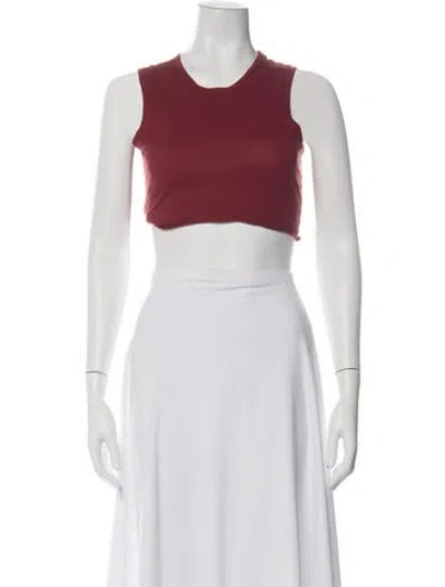 Pre-owned Live The Process Crew Neck Sleeveless Crop Top In Red
