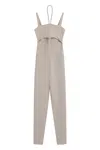 Live The Process Full Length Jumpsuit Elastic Waist Spaghetti Straps In Neutral