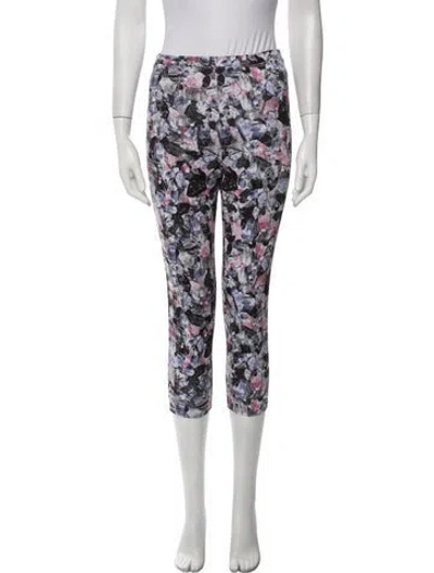 Pre-owned Live The Process Floral Print Skinny Leg Pants In White