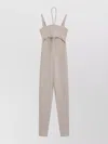 Live The Process Full Length Jumpsuit Elastic Waist Spaghetti Straps In Brown