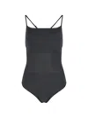 Live The Process Ribbed Beach Body Suit Cross Back Straps In Gray