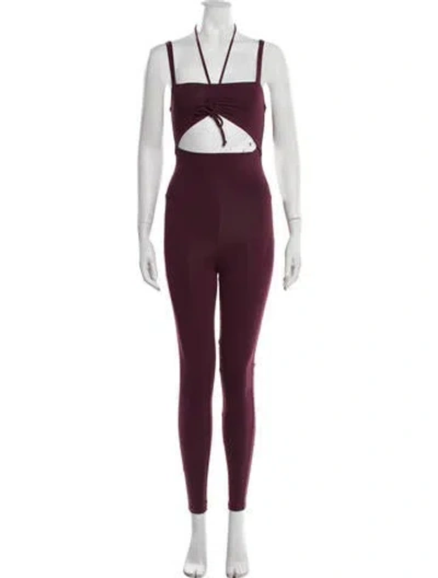 Pre-owned Live The Process Halterneck Jumpsuit In Burgundy