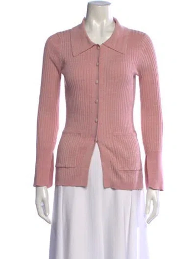 Pre-owned Live The Process Long Sleeve Button-up Top In Pink