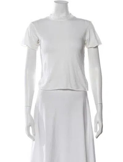 Pre-owned Live The Process Mock Neck Short Sleeve Top In White