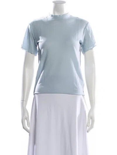 Pre-owned Live The Process Mock Neck Short Sleeve T-shirt In Blue