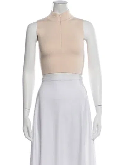 Pre-owned Live The Process Mock Neck Sleeveless Crop Top In Neutral