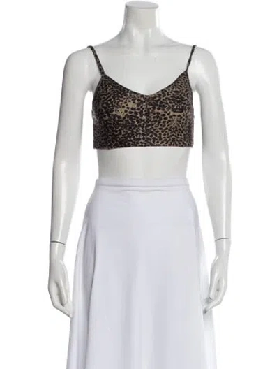 Pre-owned Live The Process Nylon Animal Print Crop Top In White