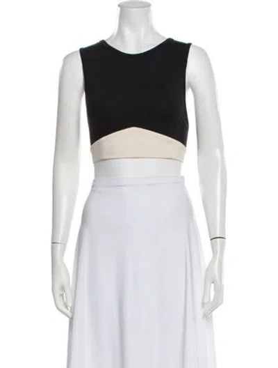 Pre-owned Live The Process Nylon Colorblock Pattern Crop Top In Black