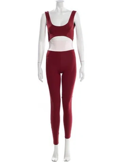 Pre-owned Live The Process Nylon Scoop Neck Jumpsuit In Red