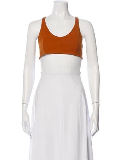 Pre-owned Live The Process Nylon Scoop Neck Sports Bra In Orange