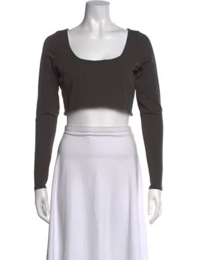 Pre-owned Live The Process Nylon Square Neckline Crop Top In Green