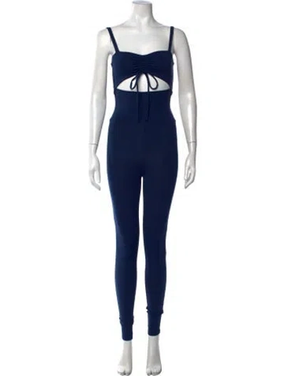 Pre-owned Live The Process Nylon Tie Neck Jumpsuit In Blue