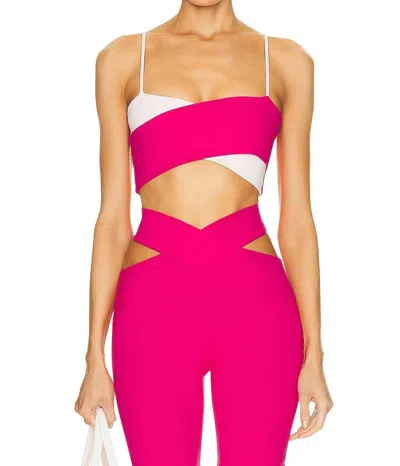 Live The Process Orion Criss Cross Bra In Dragon Fruit & Seashell In Multi