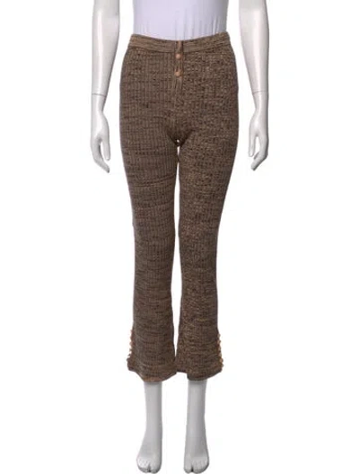 Pre-owned Live The Process Patterned Flared Pants In Brown