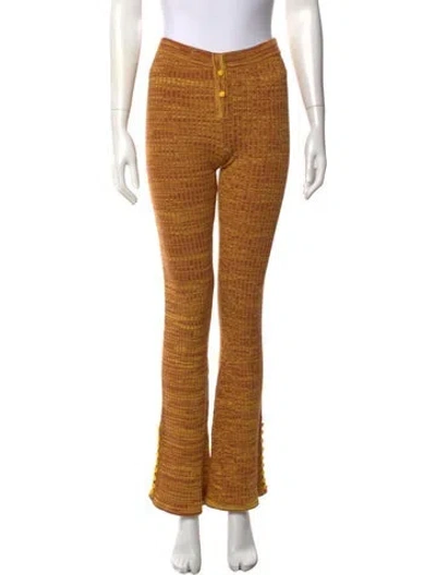 Pre-owned Live The Process Patterned Flared Pants In Yellow