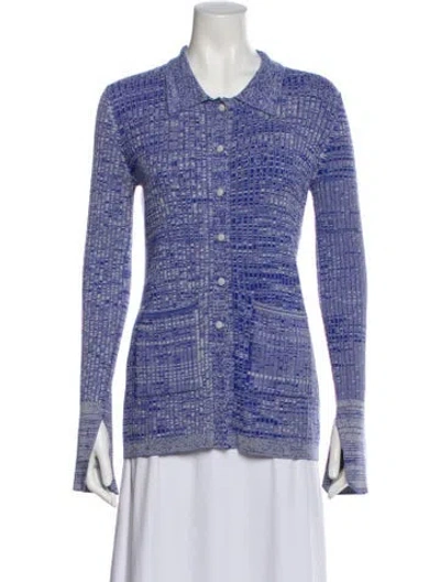 Pre-owned Live The Process Patterned Long Sleeve Button-up Top In Blue