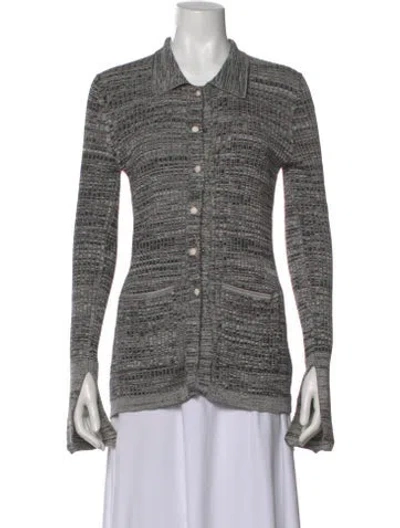 Pre-owned Live The Process Patterned Open Front Sweater In Gray